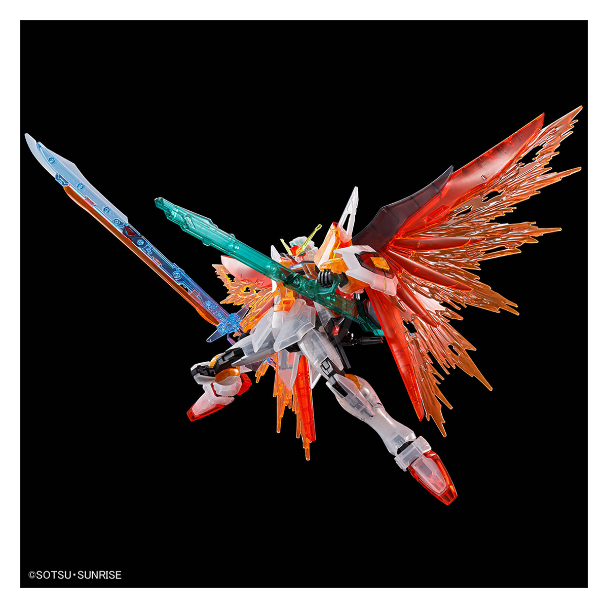 HG Destiny Gundam Heine Westenfluss Custom model kit by Bandai, featuring a clear color version from the HGCE series.