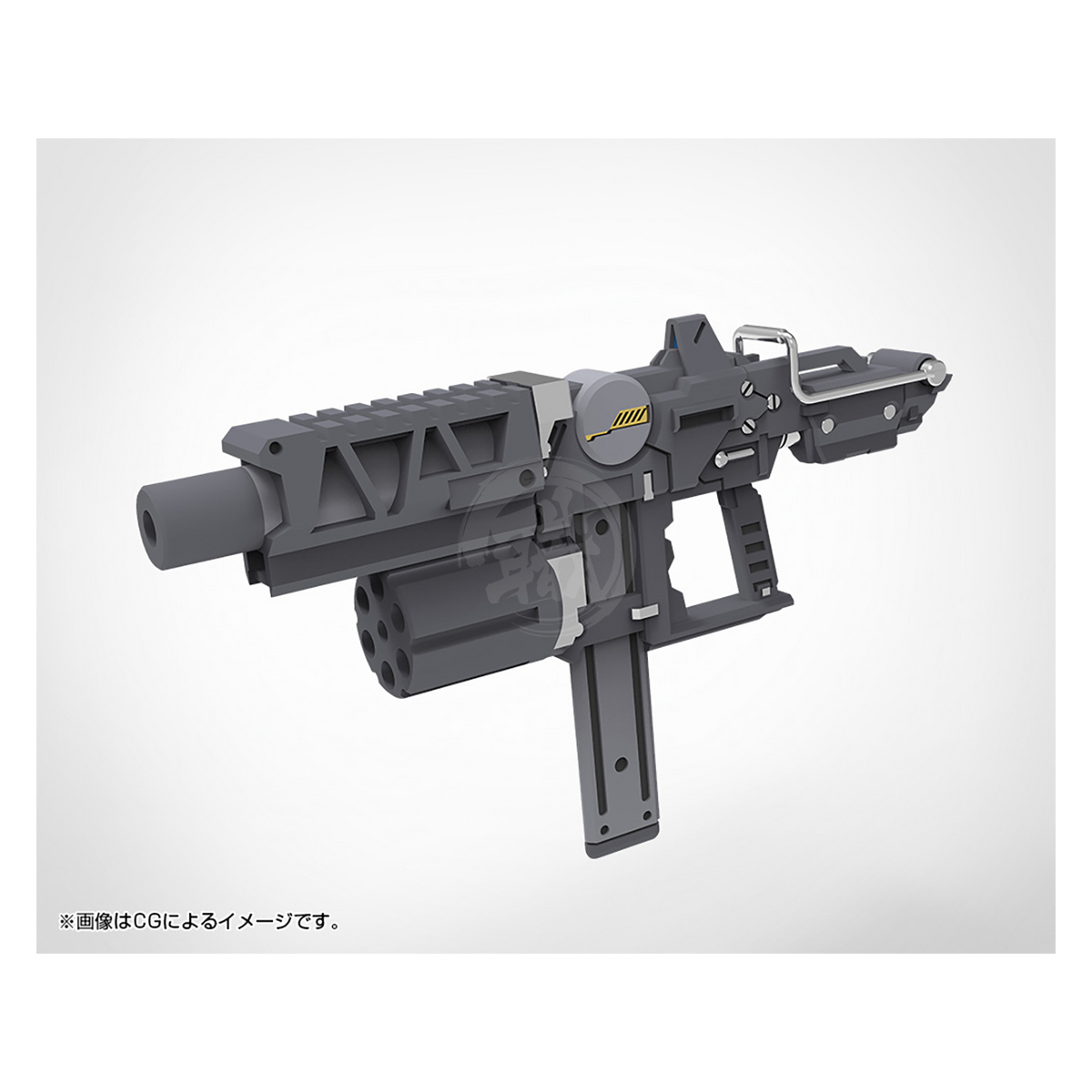Kotobukiya MSG Heavy Weapon Unit-49 Stride model kit with detailed armor and weapon parts, assembled and posed for display.
