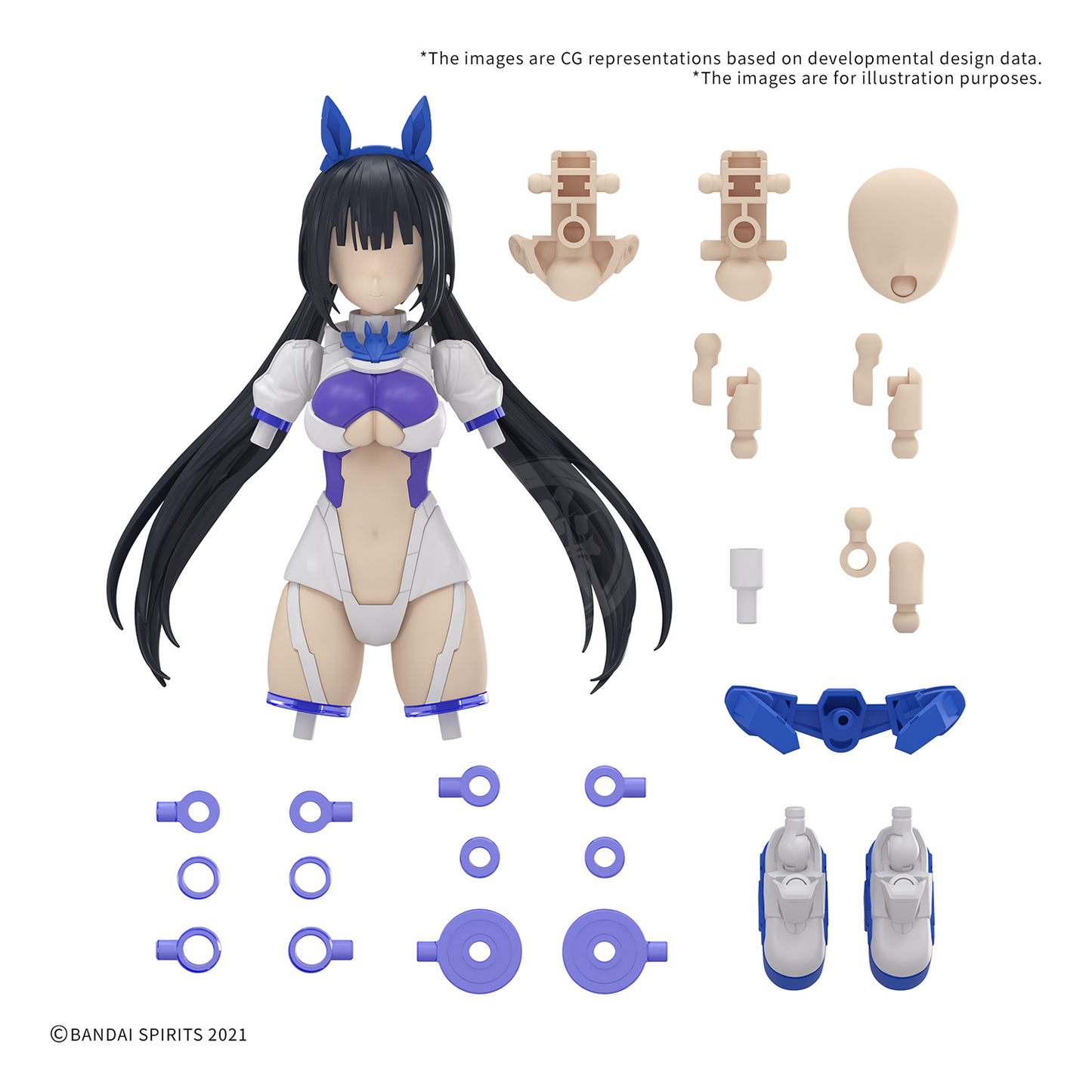 Bandai 30MS Parts Set 21 Sprint Costume Model Kit in Color B, featuring detailed components for assembling the figure.