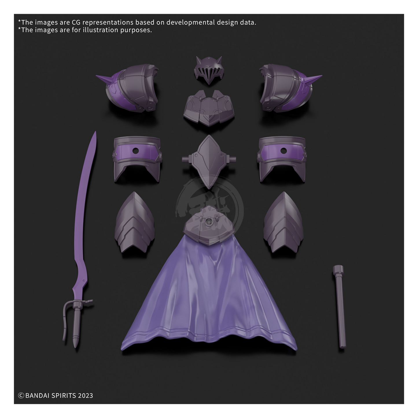Model kit of 30MF Class Up Armor from Rosan Enchanter by Bandai, featuring detailed armor parts and assembly instructions.