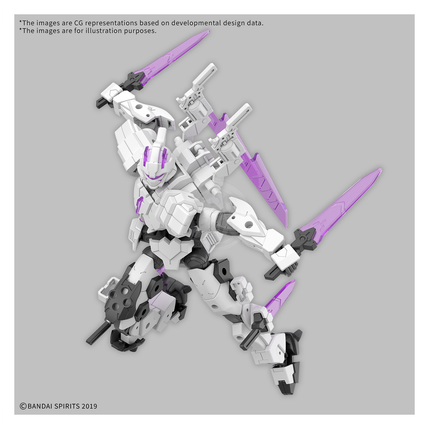 Bandai 30MM Levinix Type-A model kit in gray and black plastic with detailed assembly parts and mechanical design.