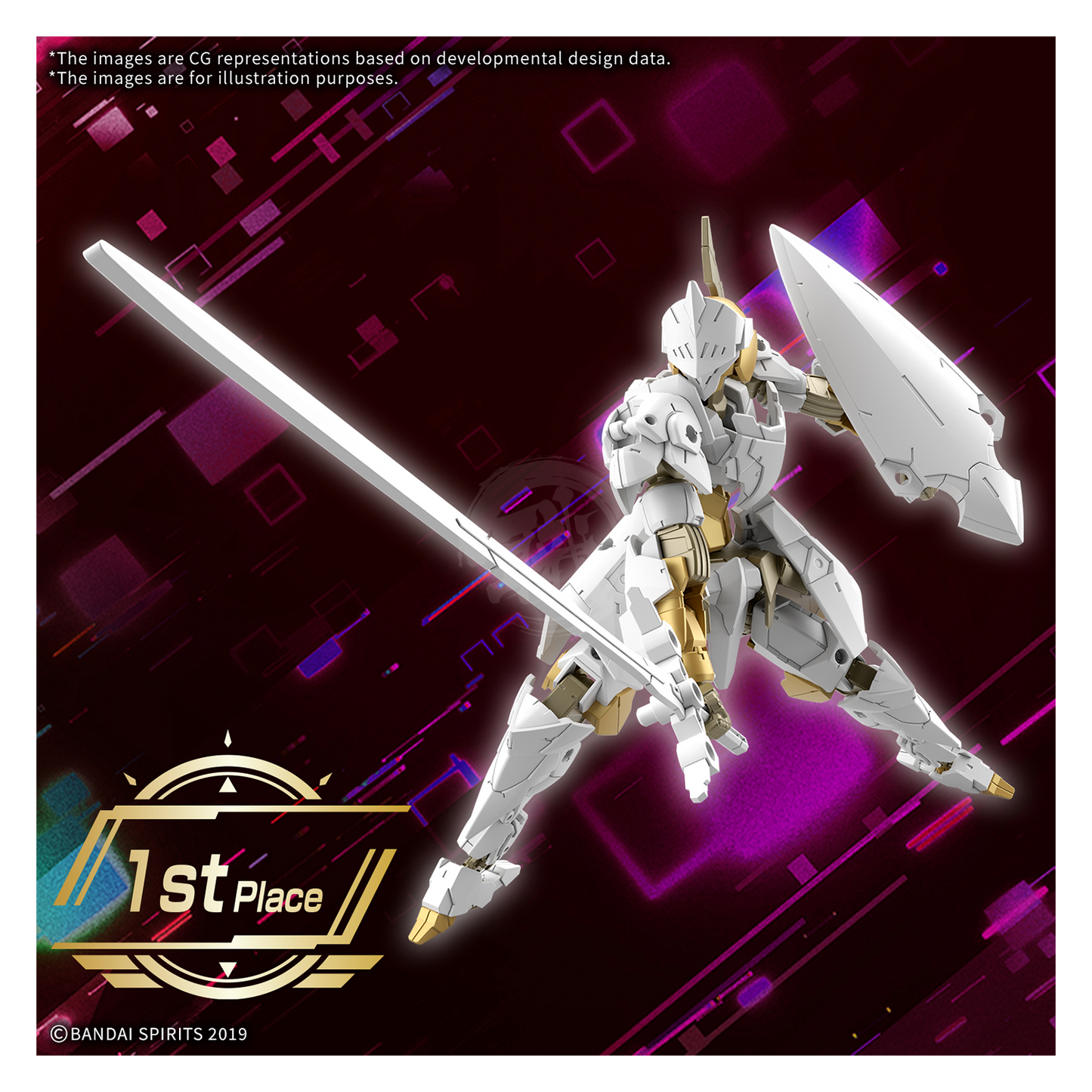Bandai Spinatio Royal Knight Type model kit with detailed armor and weapon features, displayed in a dynamic pose.