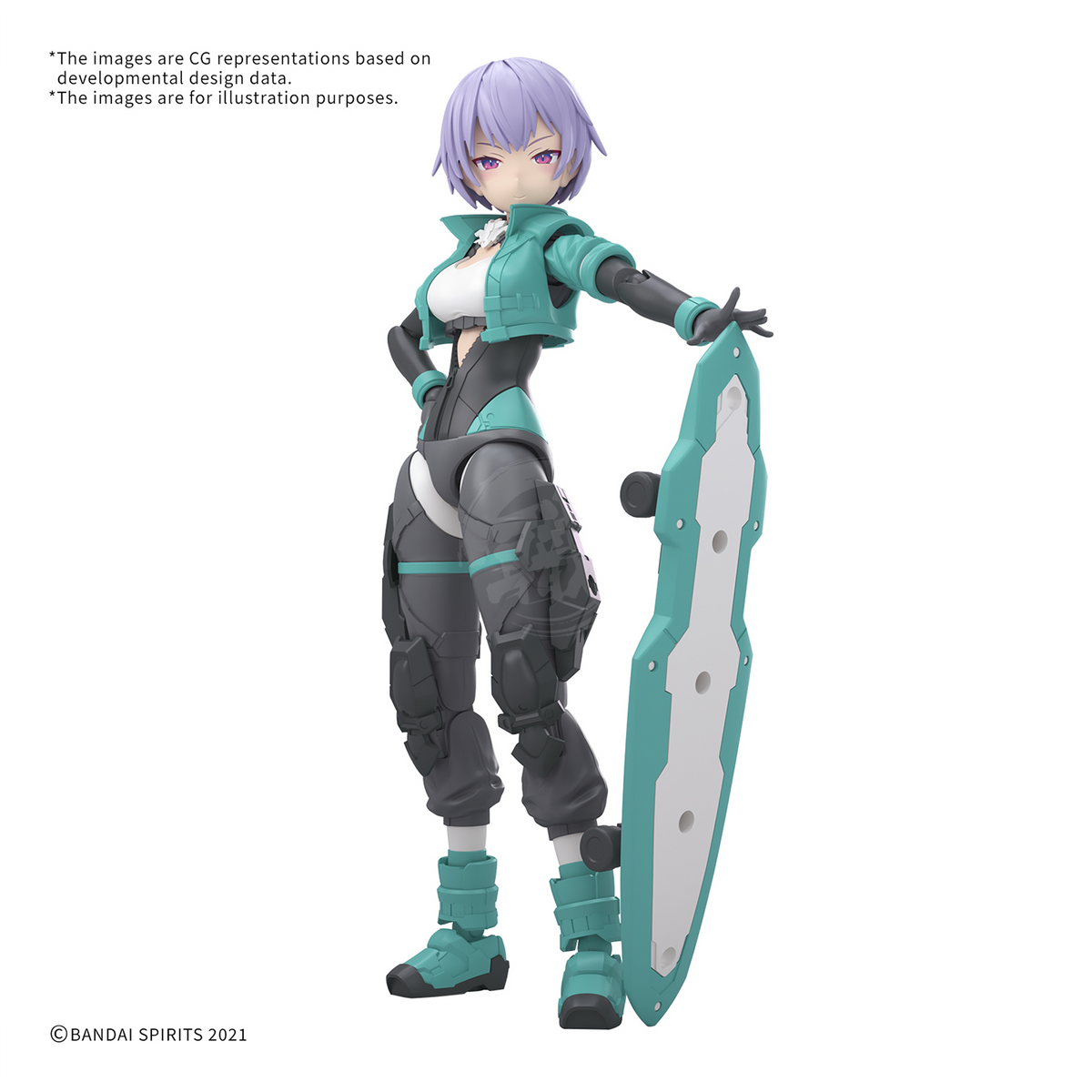 Bandai 30MS Rydira model kit in Color A, detailed plastic figure with intricate armor and design elements.