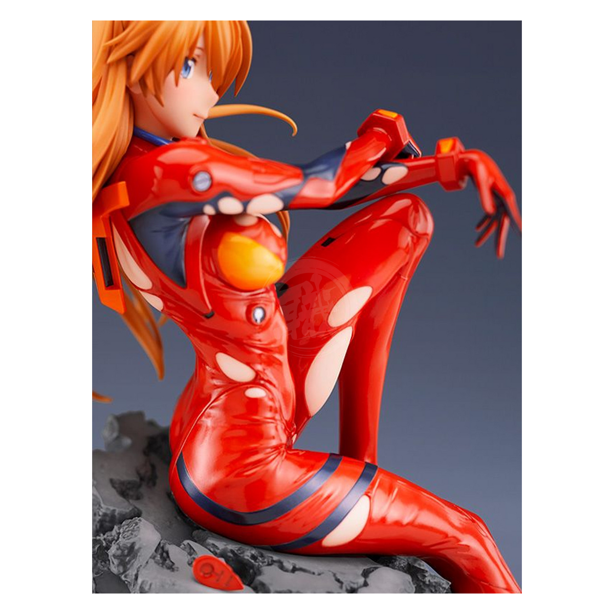 Asuka Langley figure from Rebuild of Evangelion by Good Smile Company, detailed anime character with vibrant colors and dynamic pose