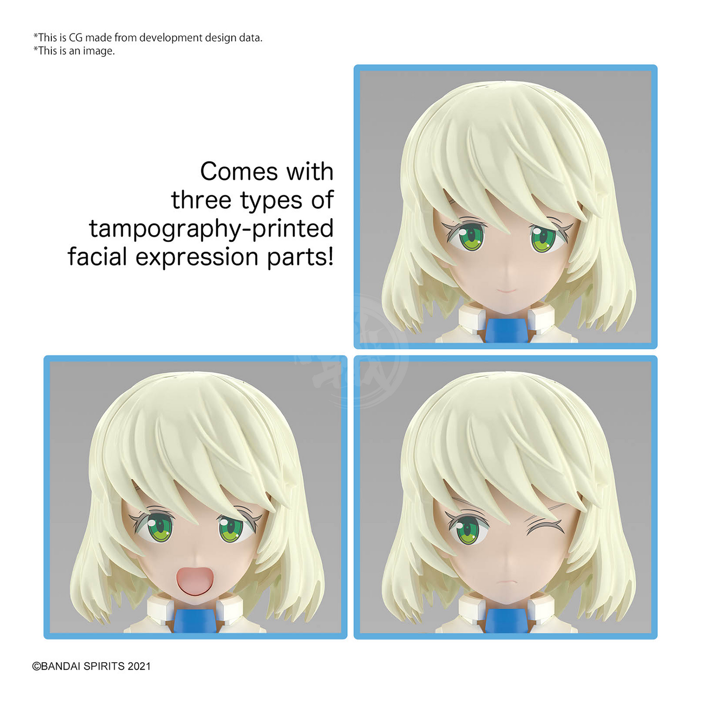 Bandai 30MS Eliene-Elierica model kit with elegant form, featuring detailed plastic parts and assembly components.