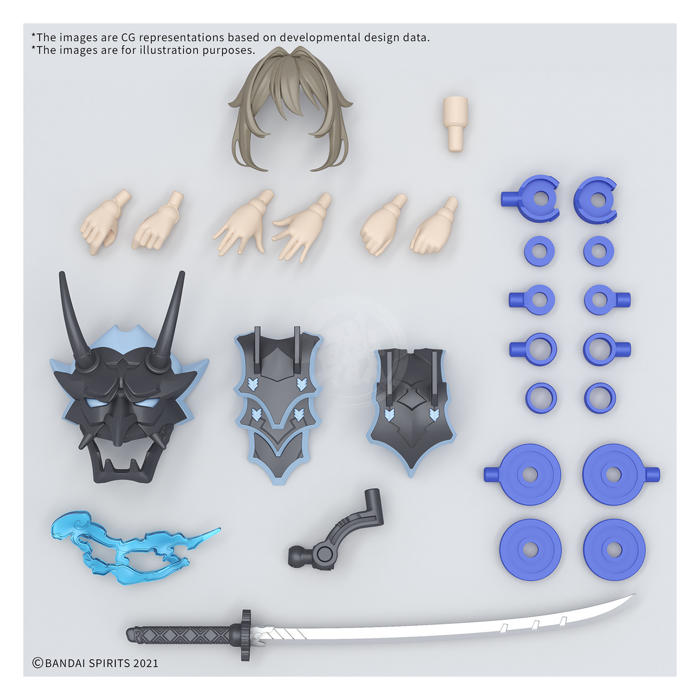 Bandai 30MS Sourei model kit in Color B, assembled and detailed plastic figure with parts and accessories visible.