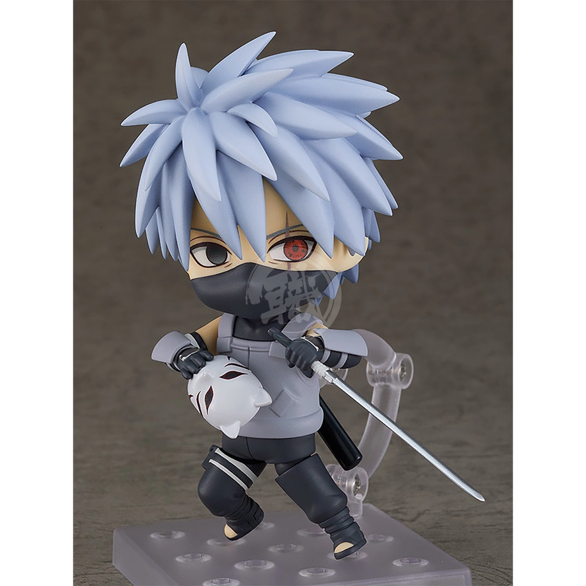 Nendoroid Kakashi Hatake figure from Good Smile Company, Anbu Black Ops Ver., showing Kakashi in his ninja outfit with mask and sharingan.