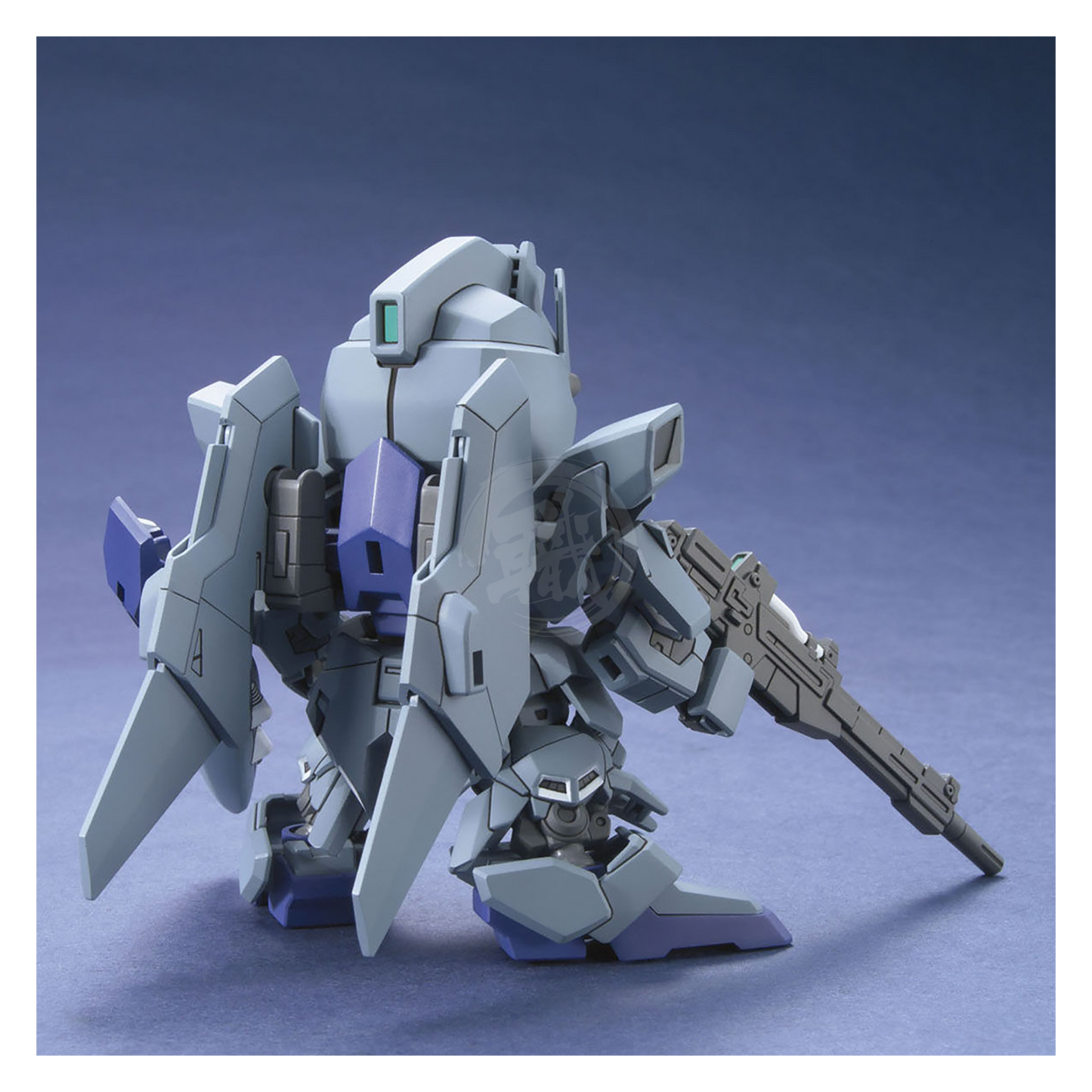 Bandai SD Delta Plus model kit figure with detailed armor and vibrant colors, displayed in a dynamic pose.