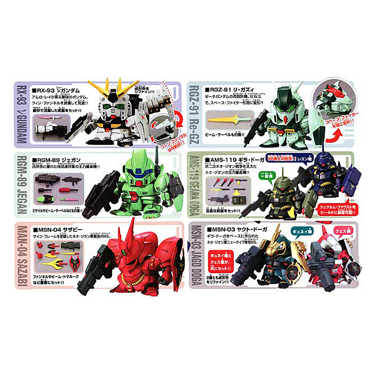 Bandai SD Char's Counter Attack Set model kit featuring detailed Super Deformed Char and related figures from BB Senshi series.