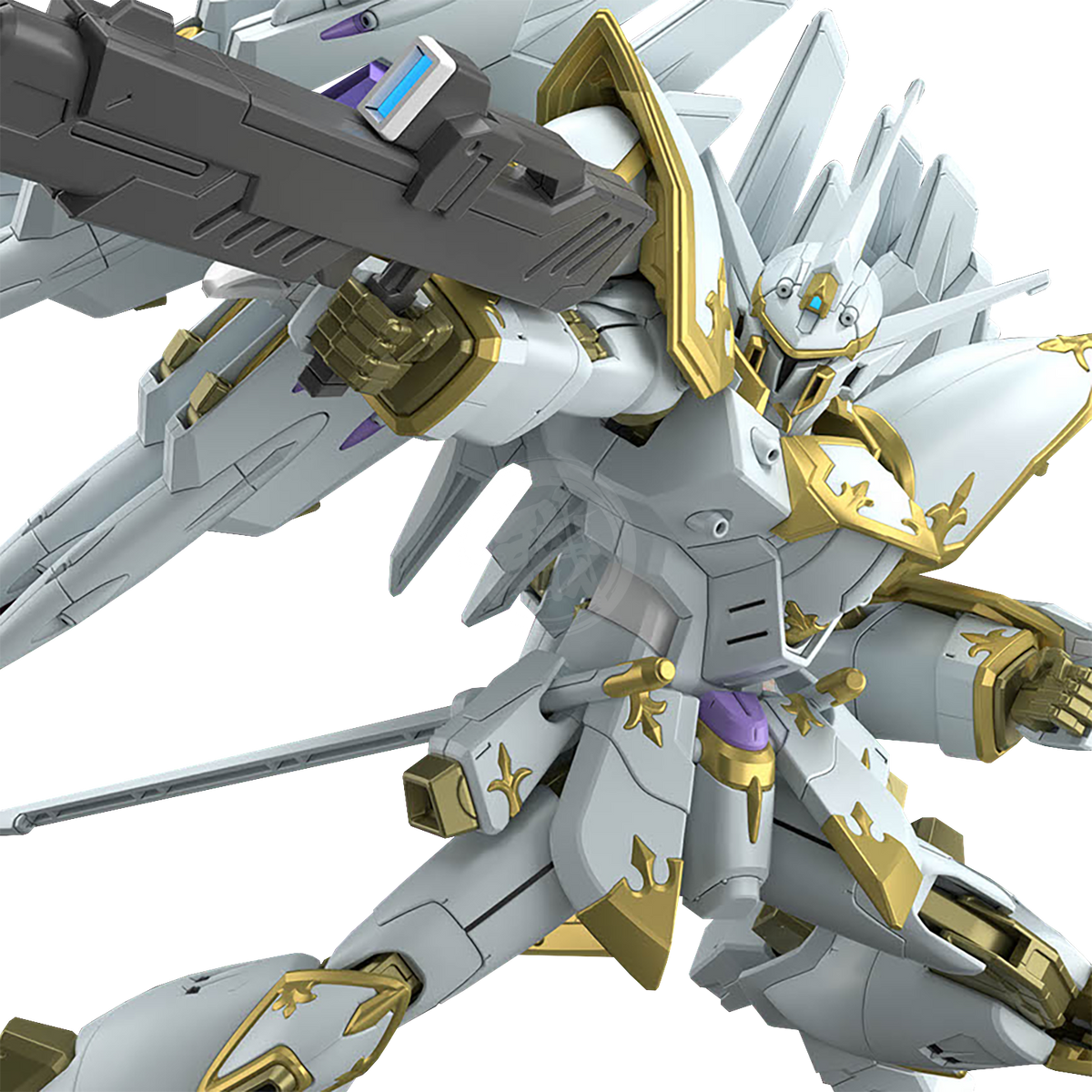 Bandai HG Black Knight Squad Cal-re.A model kit from Gundam HGCE series, featuring detailed black and gold mobile suit design.