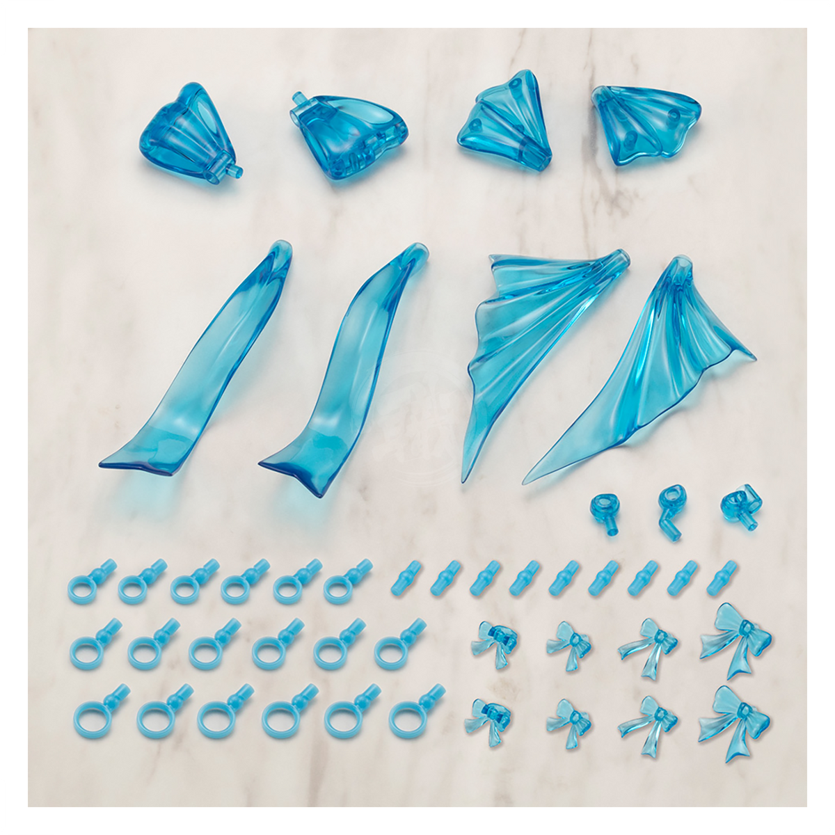 Sky blue ribbon set for MSG Dress Up Parts model kit by Kotobukiya, features cute ribbons for customizing figures.