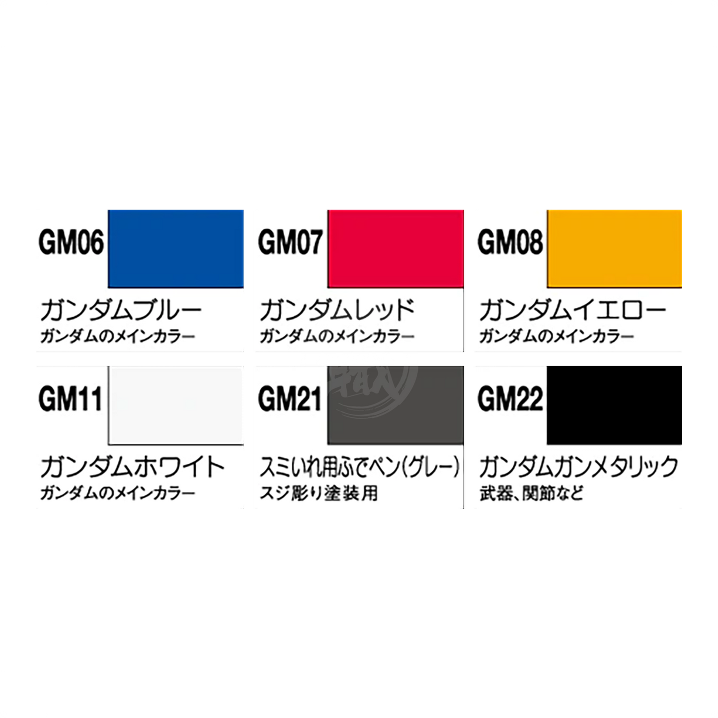GSI Creos Gundam Marker Basic Set coloring tools shown in a variety of colorful markers arranged on a white background.