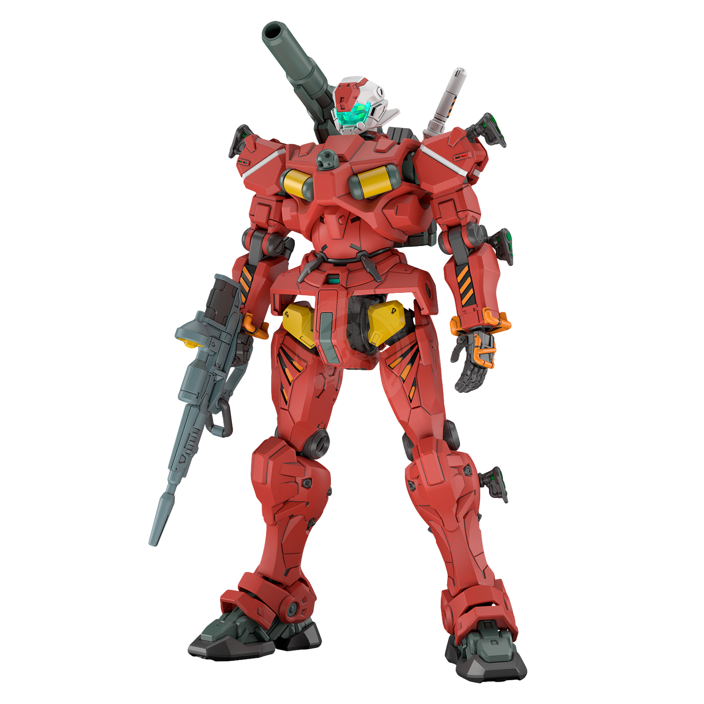 Bandai HG Light-Type Guncannon model kit assembled, featuring detailed mechanical design and military-green color scheme.