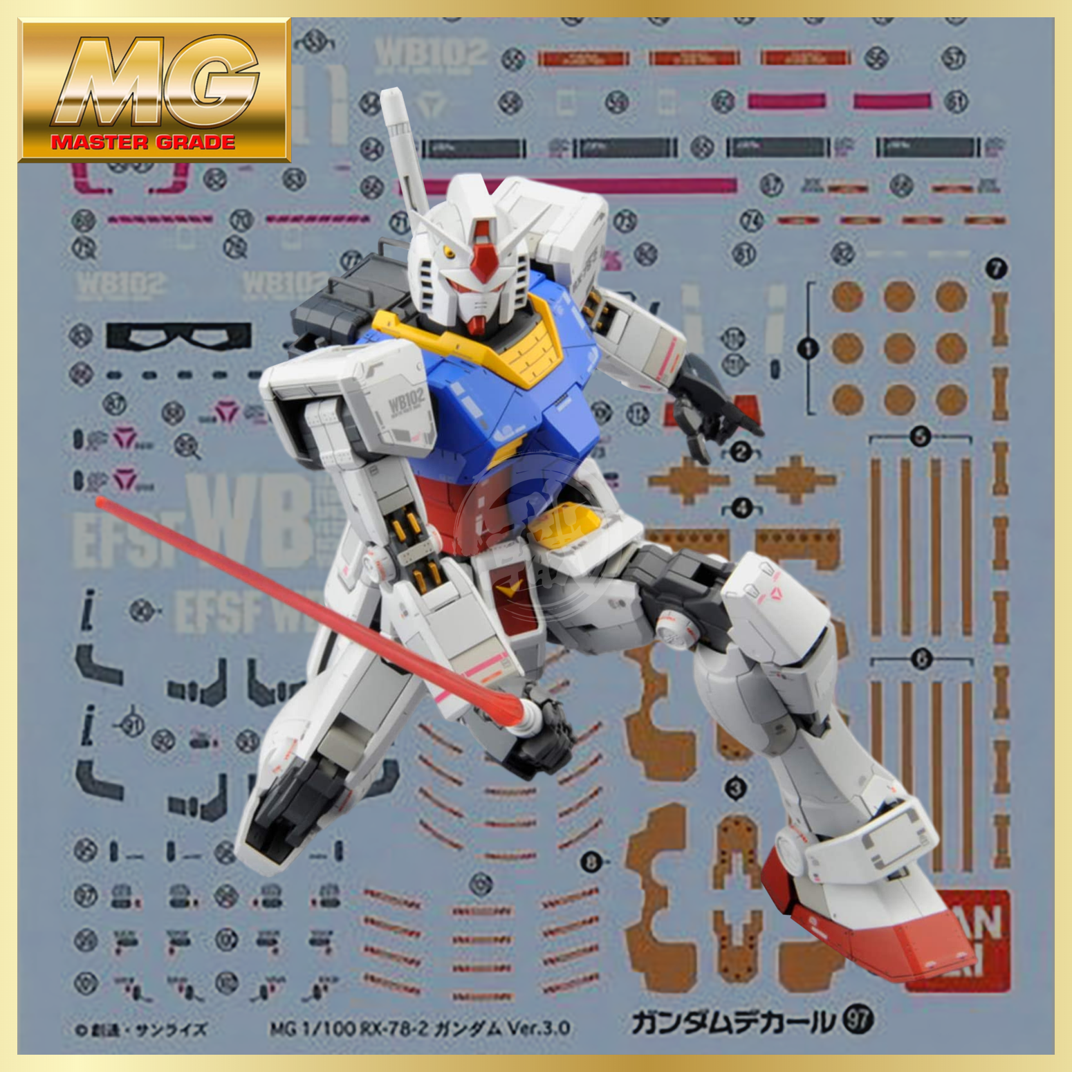 MG RX-78-2 GUNDAM Ver.3.0 + デカールセット Gundam Decal 97 [MG RX-78-2 Gundam Ver 3.0] | ShokuninGunpla