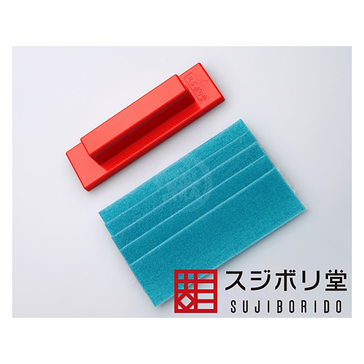 Red Sujiborido Magic Holder #400 sanding tool for secure grip and precise sanding tasks in workshop or DIY projects.