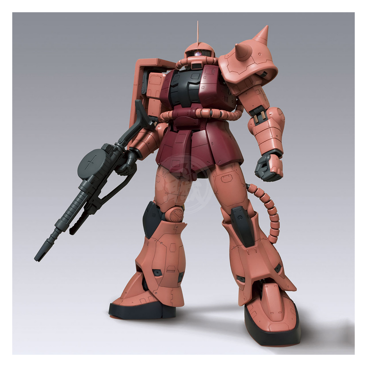 Mega Size Bandai Zaku II Char Aznable Custom model kit, detailed plastic model of the iconic mobile suit from Gundam series.