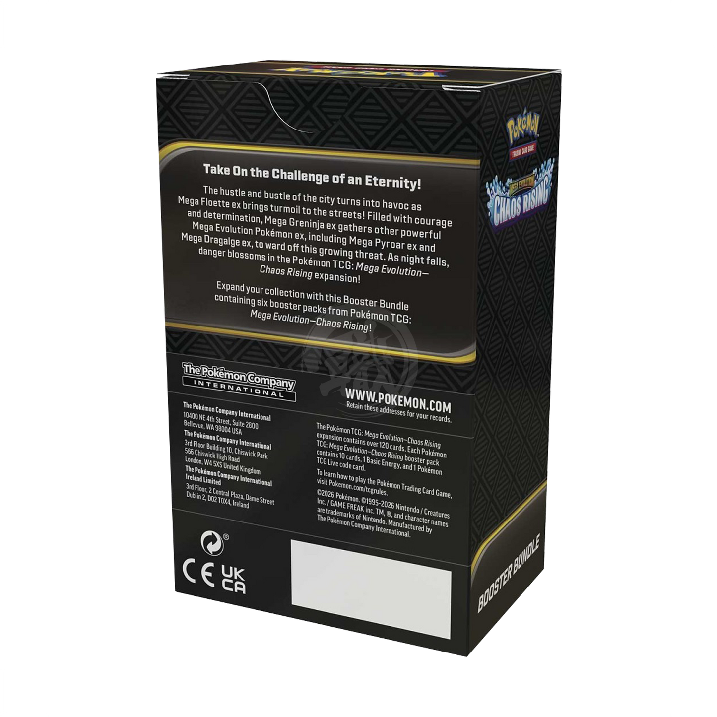 Pokemon TCG Chaos Rising Booster Bundle featuring multiple booster packs with vibrant card artwork and branding.