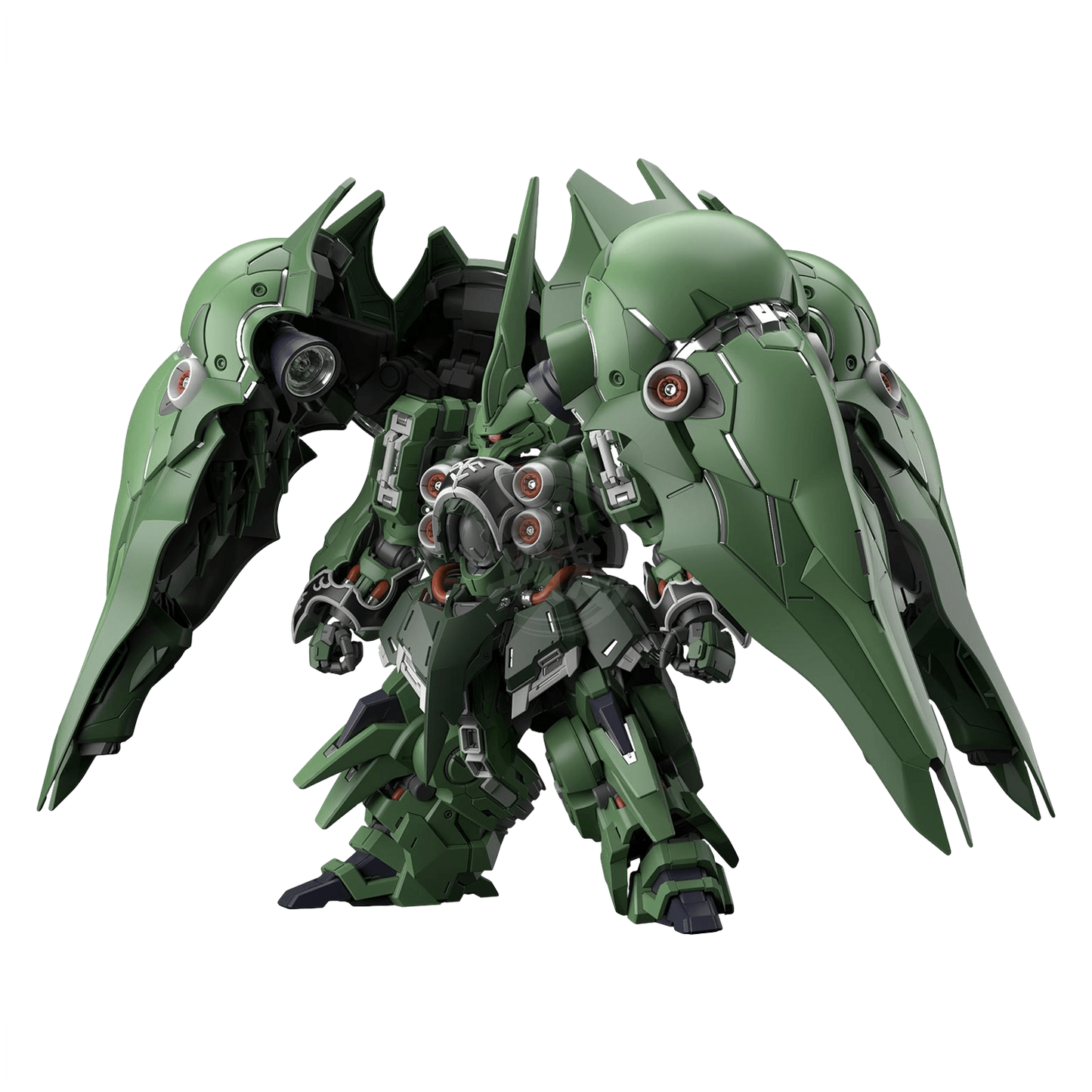 Bandai MGSD Kshatriya model kit, detailed plastic model of the mecha with multiple articulated limbs and intricate design.