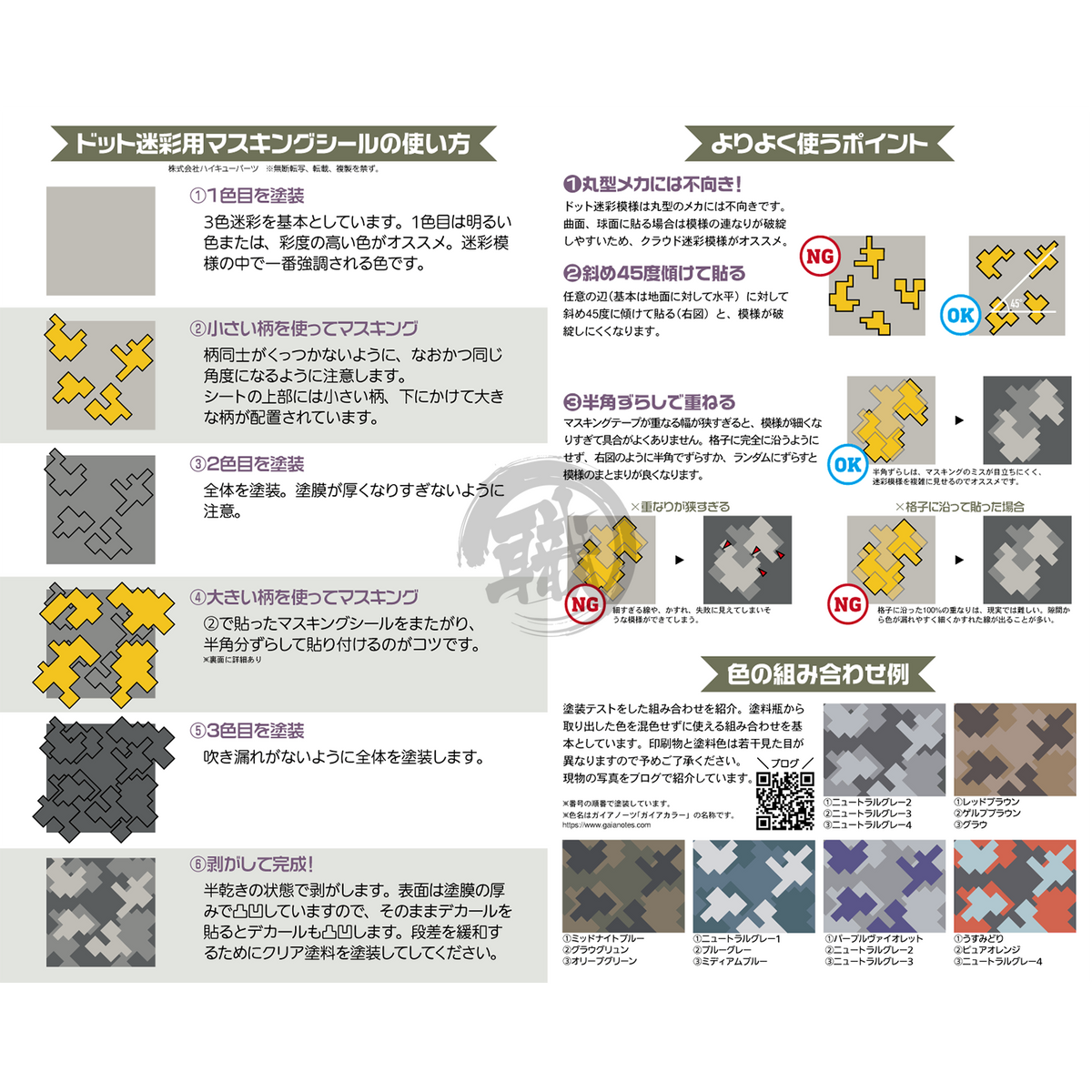 Pre-cut dot camouflage masking sheet by HIQParts, small size, designed for coloring and craft projects.