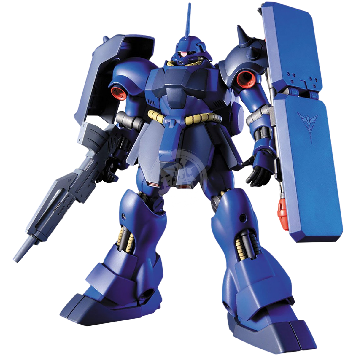 Bandai HG Geara Doga Rezin Schneider custom model kit with detailed plastic parts and vibrant color accents.
