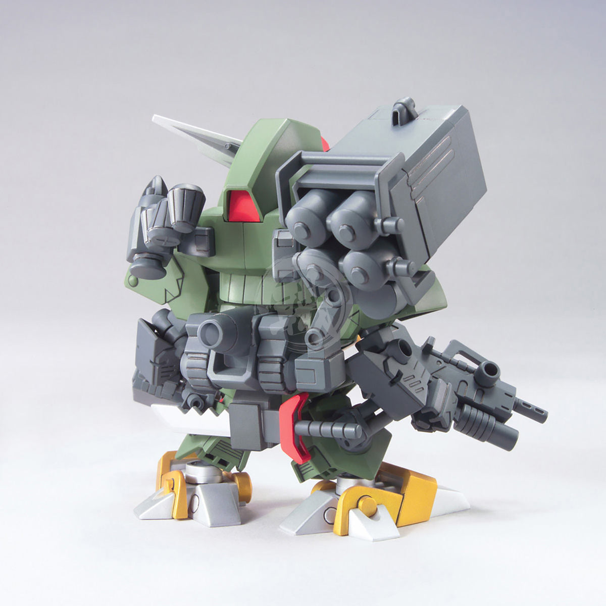 Bandai Legend BB Command Gundam model kit assembled, featuring detailed plastic parts and vibrant colors.
