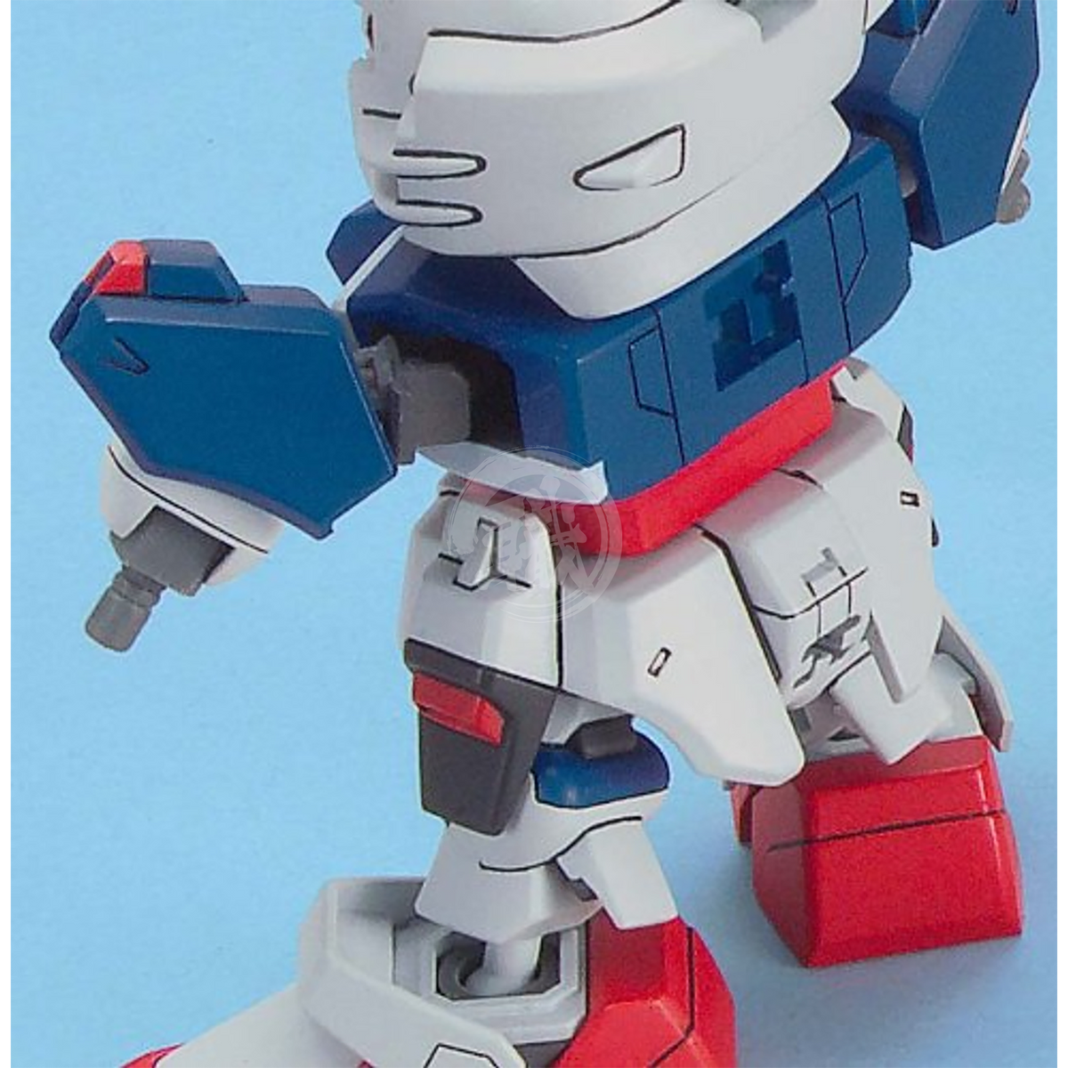 Bandai SD Destiny Gundam model kit with detailed plastic parts and vibrant colors, ready for assembly and display.