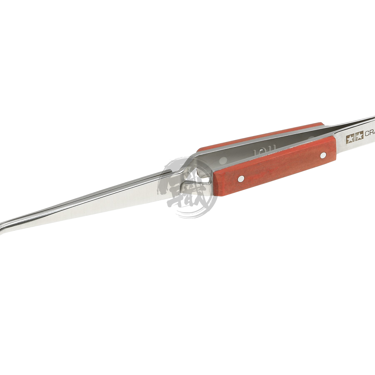 Tamiya HG Reverse Action Angled Tweezers for precise coloring and modeling tasks, featuring ergonomic design and fine tips.