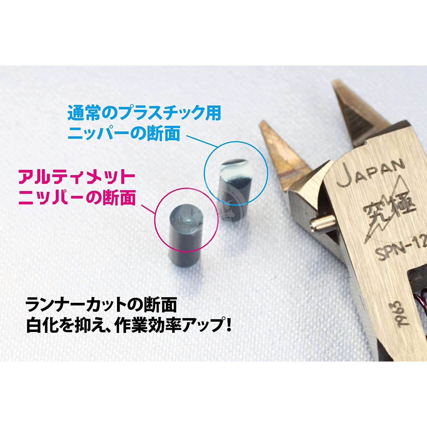 Right-handed Ultimate Nipper from Godhand Tools, a precision cutting tool with sharp blades for detailed trimming.