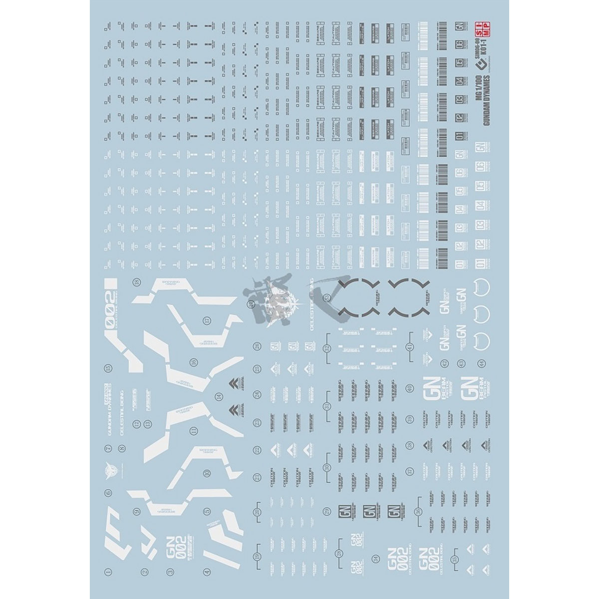 MG Gundam Dynames waterslide decals by EVO Studio, featuring detailed UV-printed water slide decal sheet for model customization.