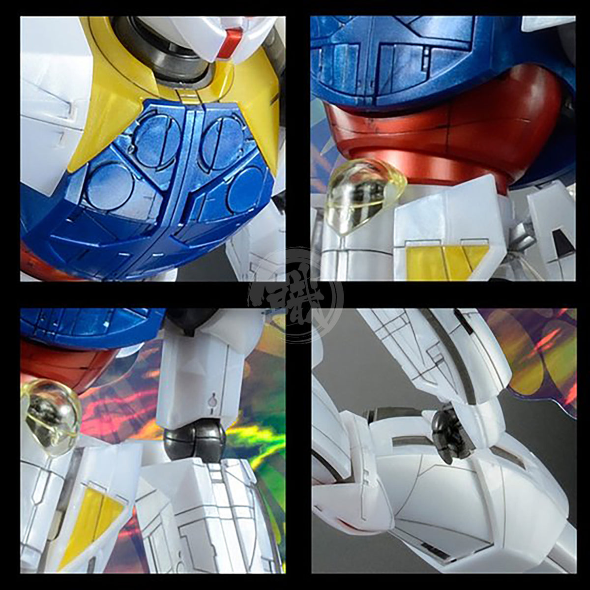 Bandai MG Turn A Gundam model kit with Moonlight Butterfly Ver. displayed assembled, featuring detailed white and gray armor with blue accents.