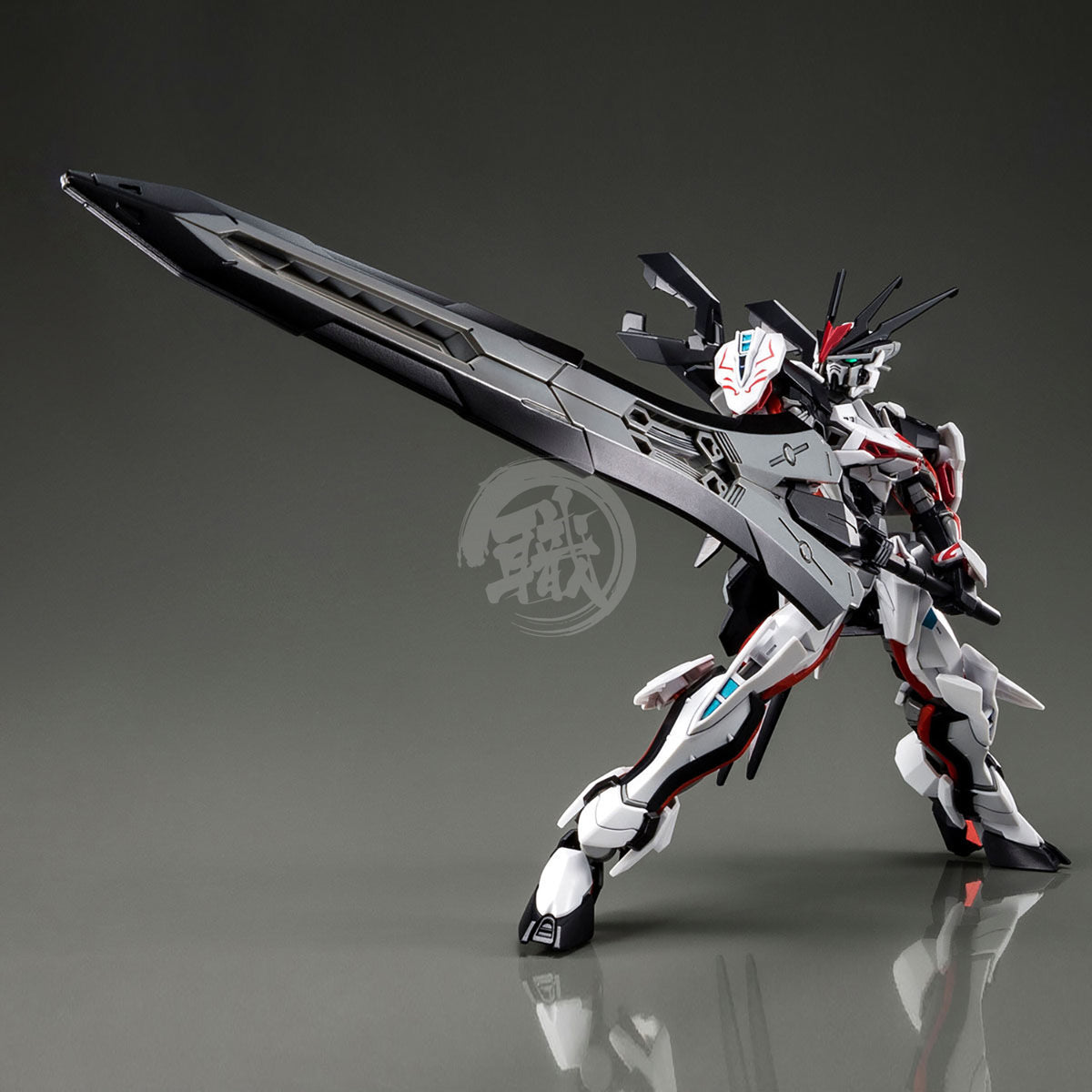 Bandai HG Load Astray Omega model kit with detailed plastic parts and assembly components on a white background.