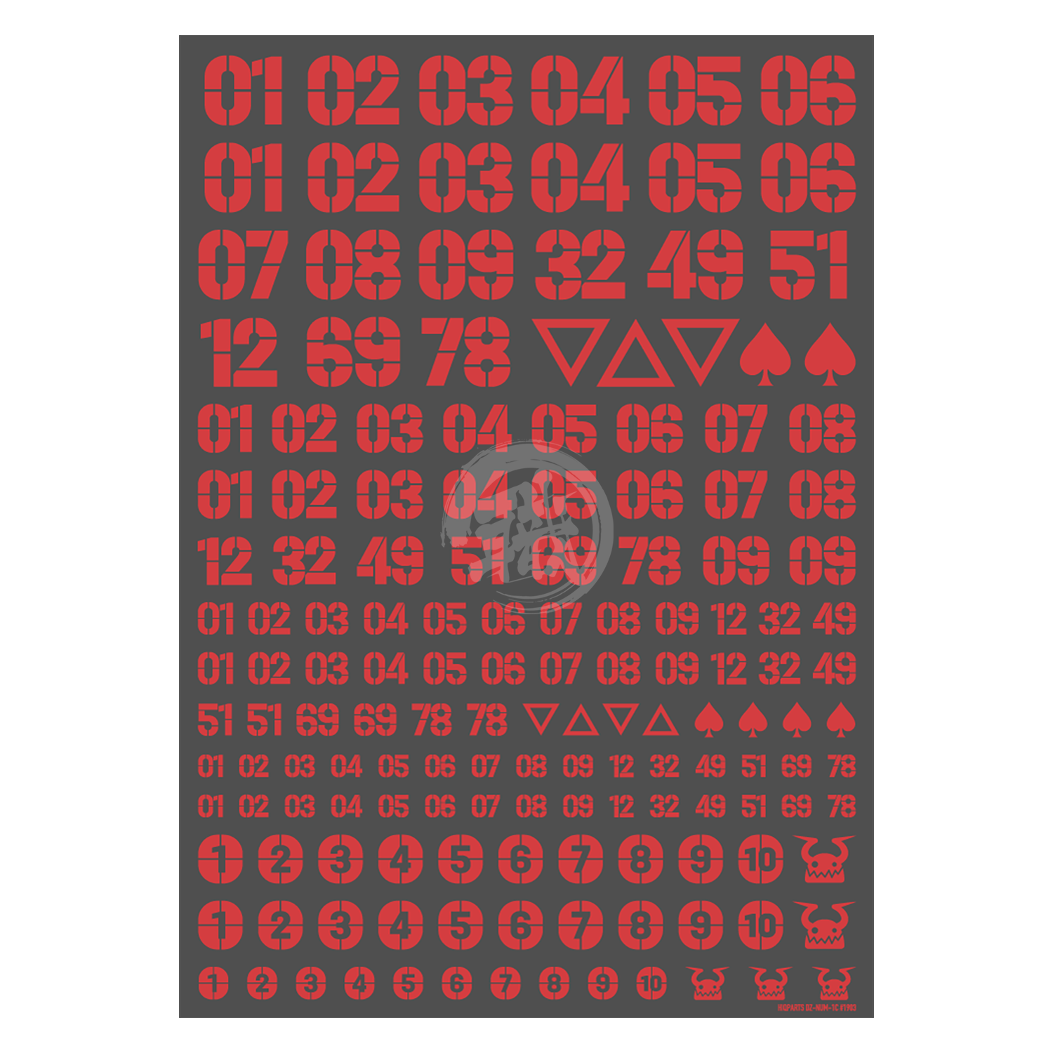 HIQParts - DZ Number Decal [Red] - ShokuninGunpla