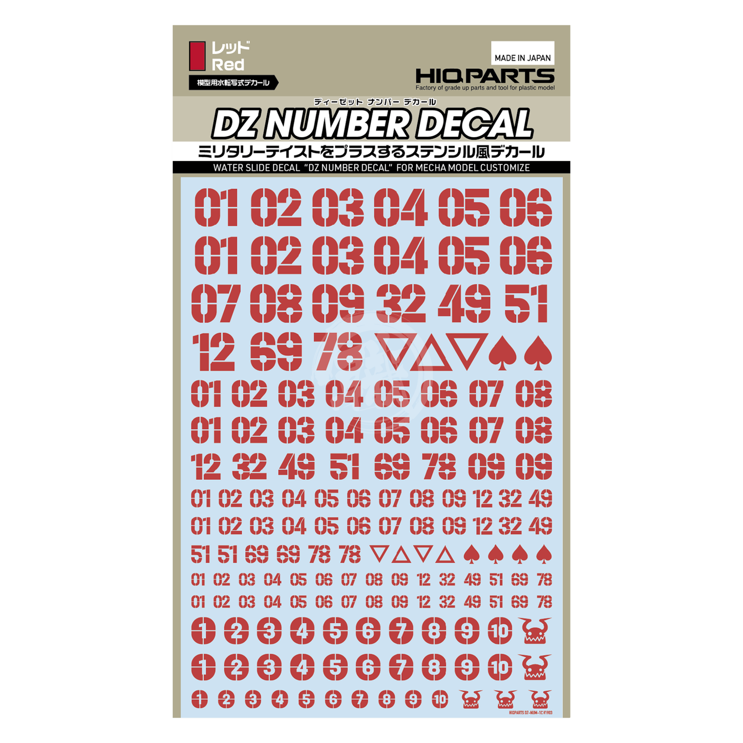 HIQParts - DZ Number Decal [Red] - ShokuninGunpla