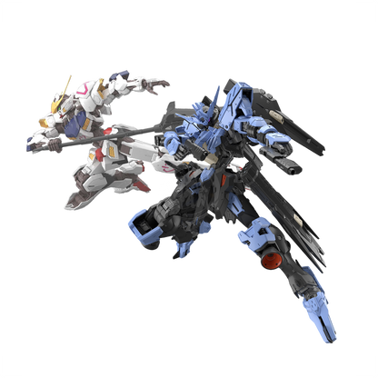 Bandai MG Iron-Blooded Orphans model kit bundle featuring detailed Gundam figures and accessories.