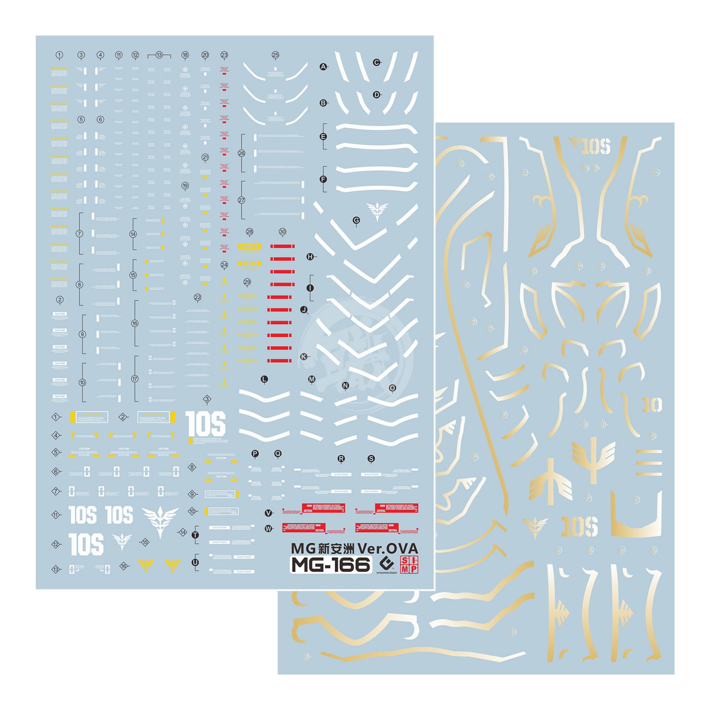 EVO Studio - MG Sinanju Waterslide Decals [With Foil Gold Sleeves] - ShokuninGunpla