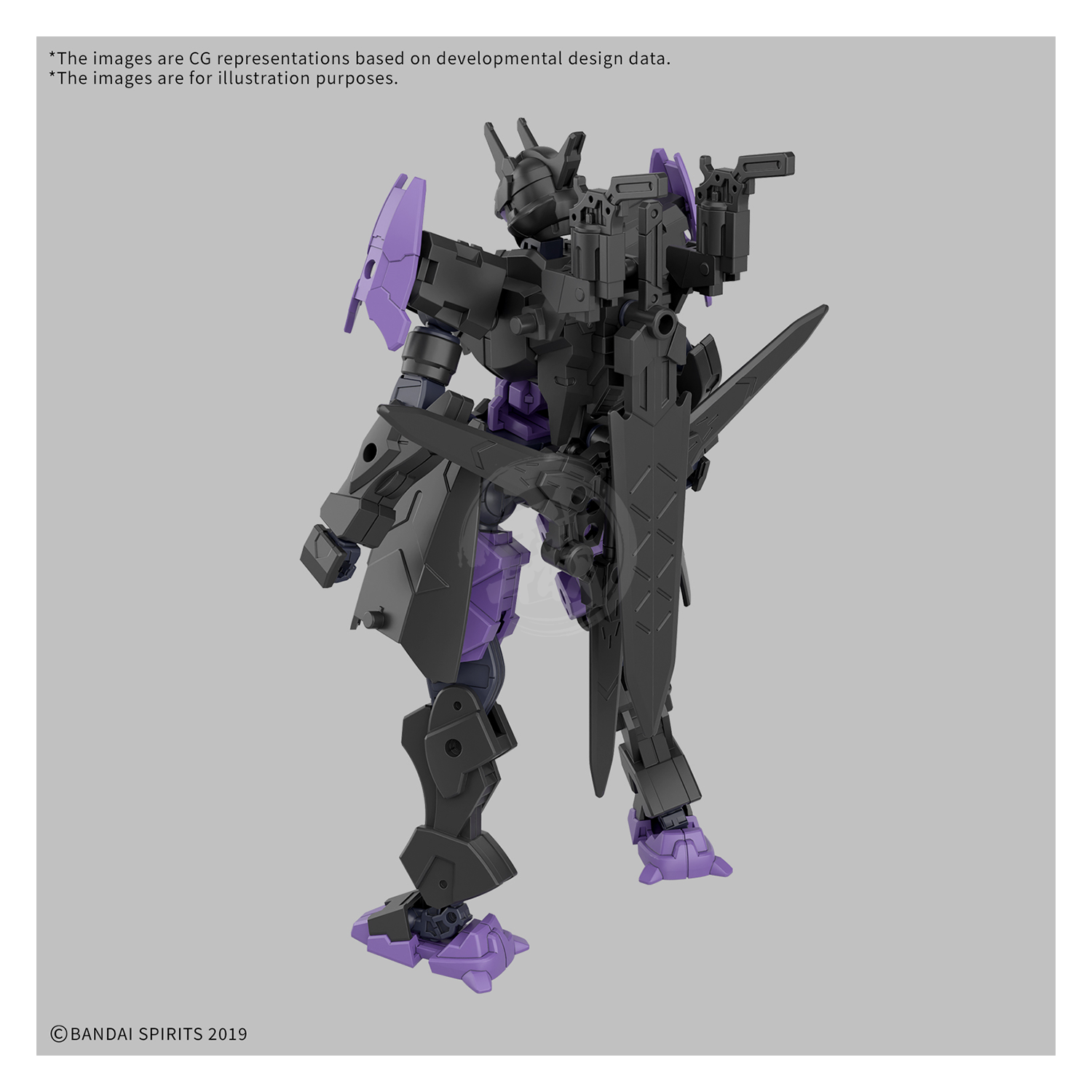 Bandai 30MM Levinix Type-B model kit with detailed parts, assembled and displayed on a neutral background.