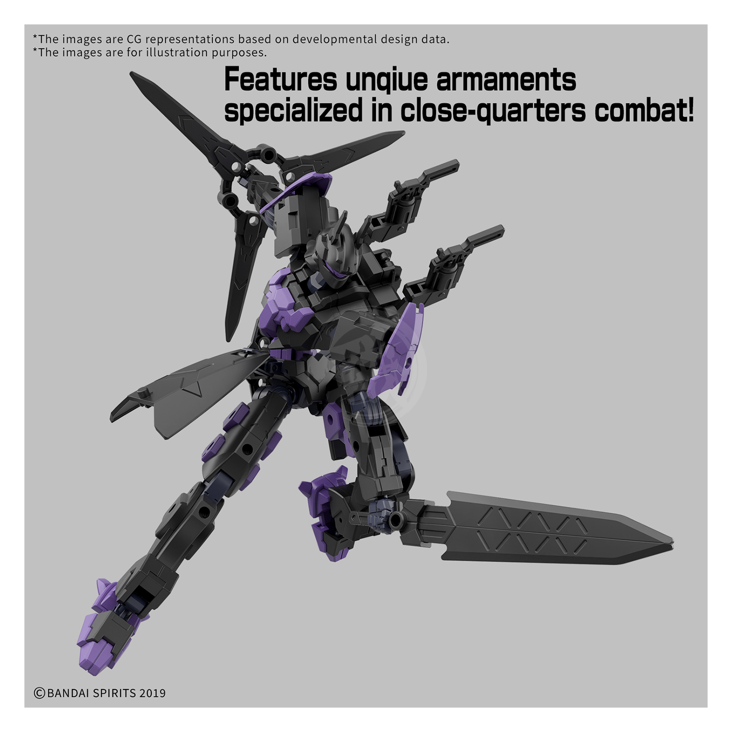 Model kit of 30MM Levinix Type-B by Bandai, featuring detailed plastic parts on a sprue for assembly.