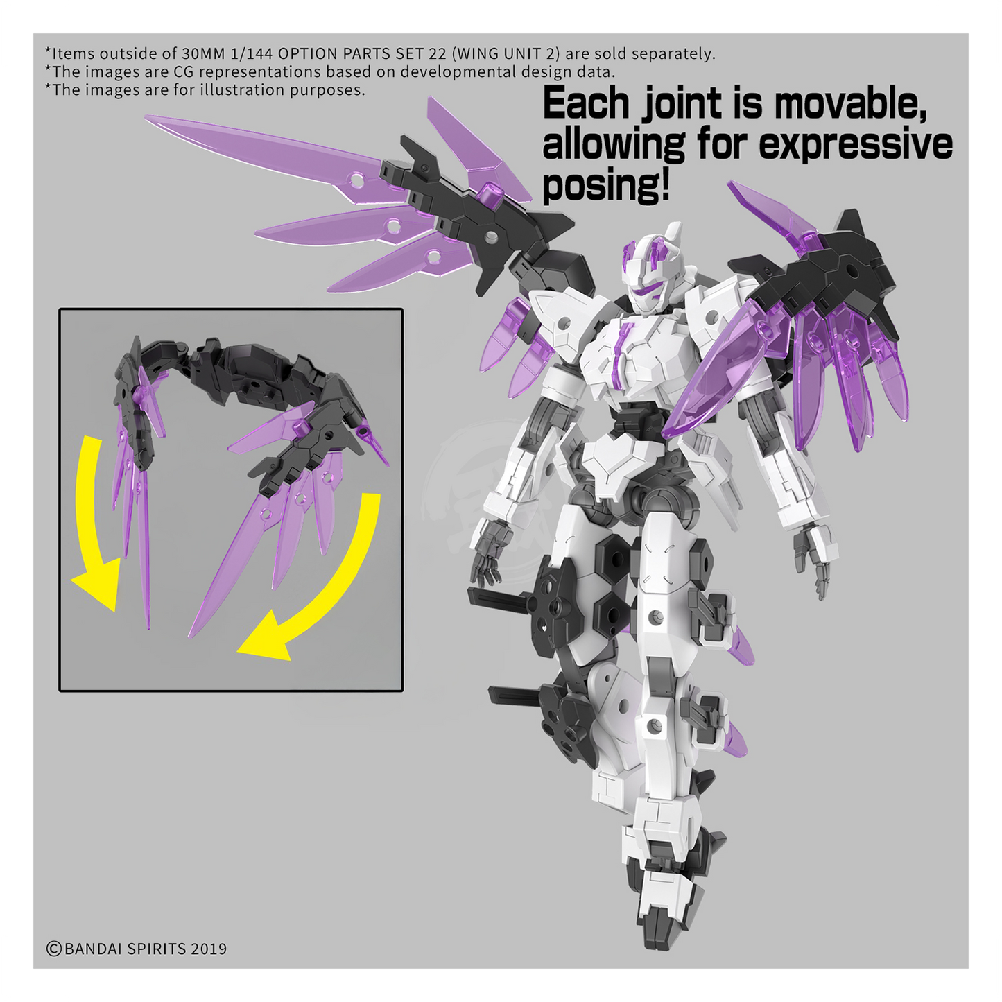 Bandai 30MM 1/144 model kit wing unit 2 option parts set with detailed wing pieces and assembly components.