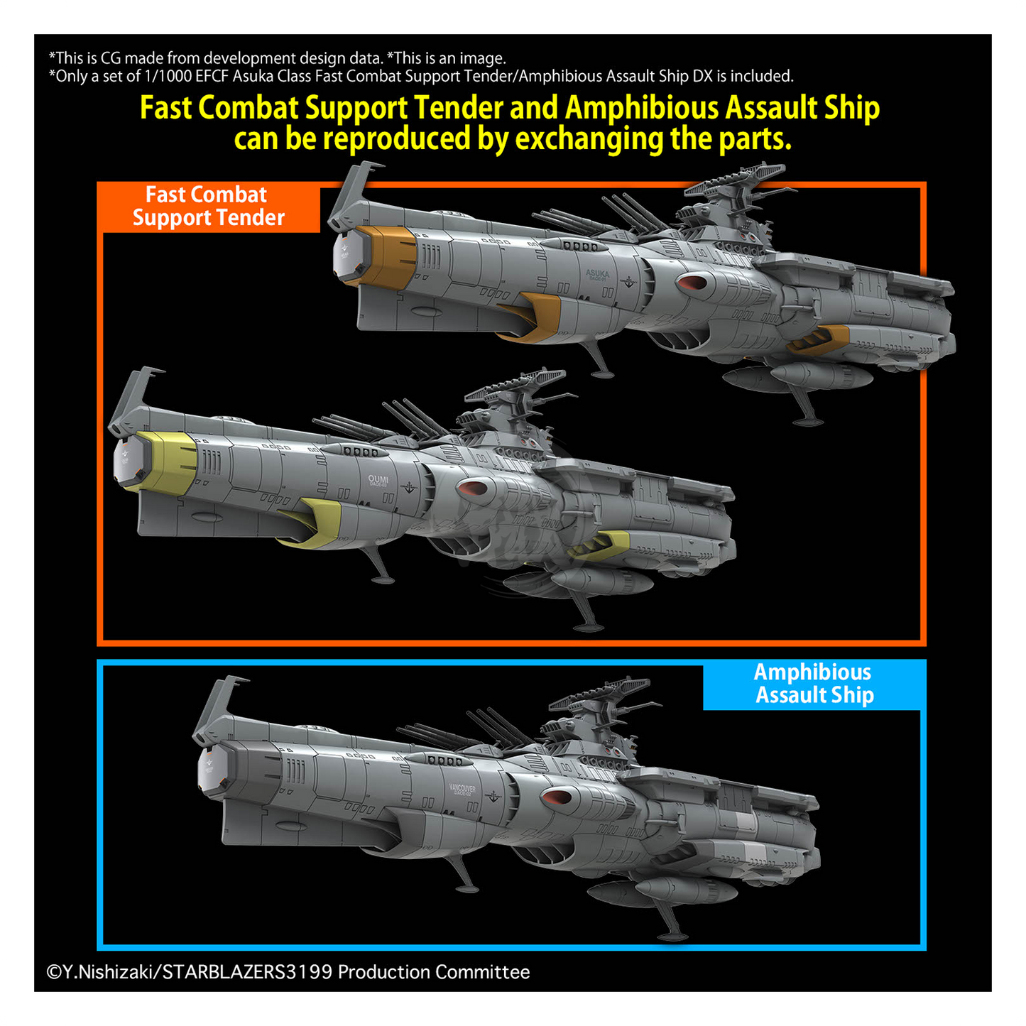 Bandai - 1/1000 EFCF Asuka Class Fast Combat Support Tender/Amphibious Assault Ship DX - ShokuninGunpla