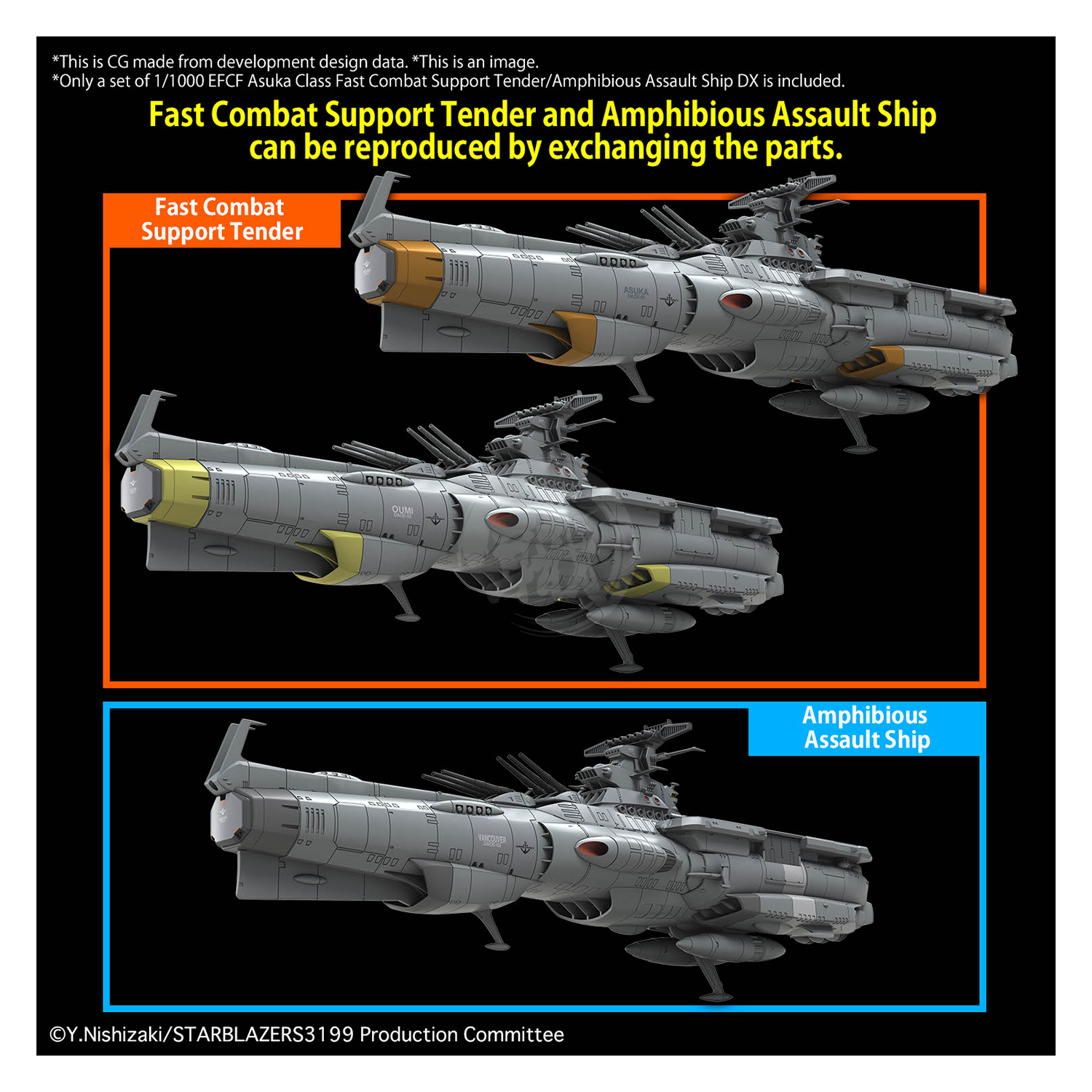 Bandai - 1/1000 EFCF Asuka Class Fast Combat Support Tender/Amphibious Assault Ship DX - ShokuninGunpla