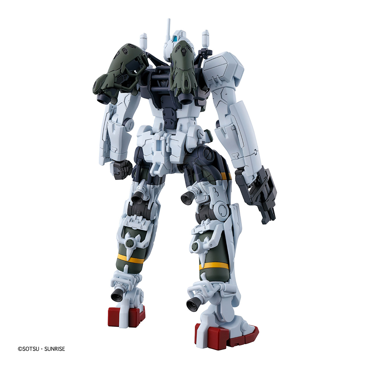 Bandai HG Bocata's Gelgoog model kit assembled with detailed blue and white armor, displayed on a neutral background.
