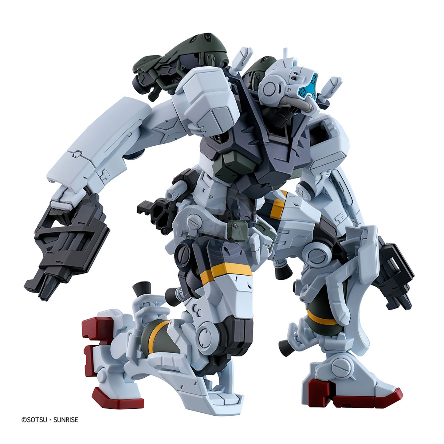 Bandai HG Bocata's Gelgoog model kit displayed, featuring detailed armor and weapon accessories in a dynamic pose.