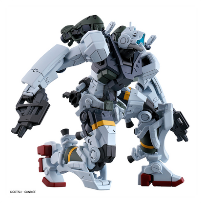 Bandai HG Bocata's Gelgoog model kit displayed, featuring detailed armor and weapon accessories in a dynamic pose.