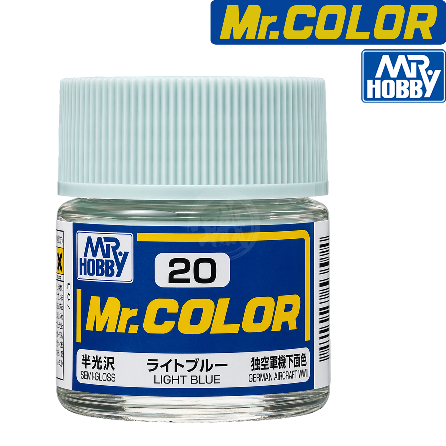Light blue GSI Creos paint bottle with label showing color code C020, used for model and hobby painting.