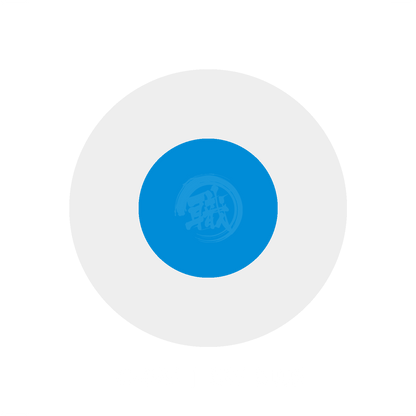 Sky blue GSI Creos paint in a container, showing the vibrant color and smooth texture of the acrylic paint.