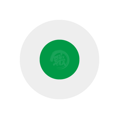 Bright green GSI Creos paint in a container with a vibrant, smooth application, showcasing the vivid color and quality.