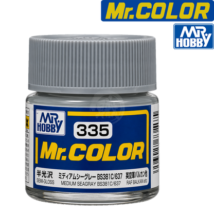 Medium Seagrey BS381C/637 GSI Creos paint swatch showing a soft, muted grayish-blue color sample.