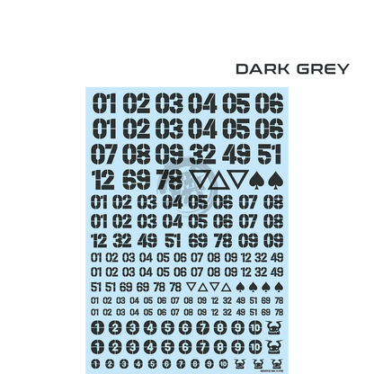 HIQParts - DZ Number Decal [Dark Grey] - ShokuninGunpla