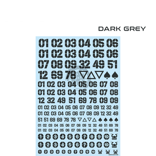 HIQParts - DZ Number Decal [Dark Grey] - ShokuninGunpla