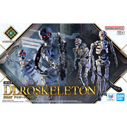 Bandai 30MF Dlroskeleton model kit featuring a detailed plastic skeleton figure with articulated limbs and intricate design.